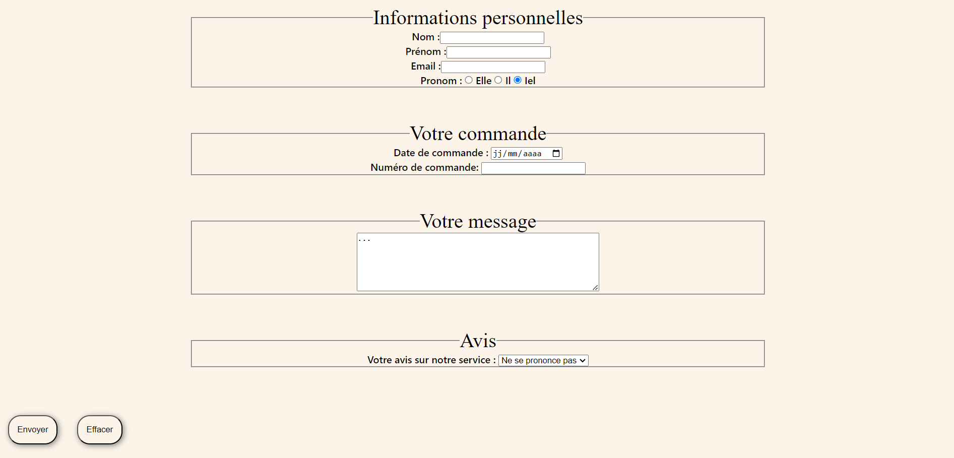 formulaire de contact